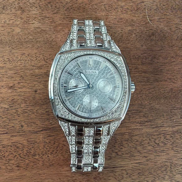 Men’s Bulova Watch with embellished crystals - Picture 1 of 3